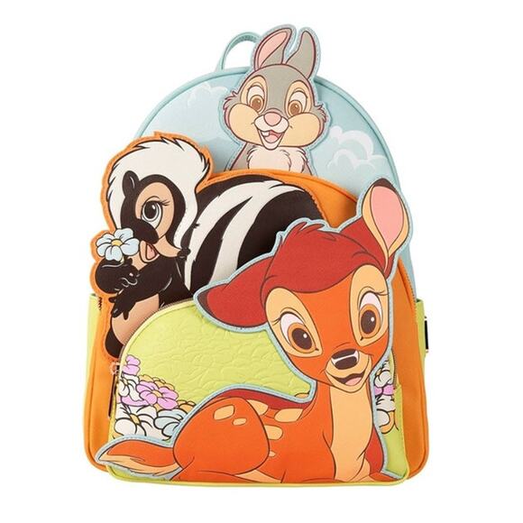 Loungefly Bambi & Friends Triple Pocket Mini Backpack - Picture 1 of 7